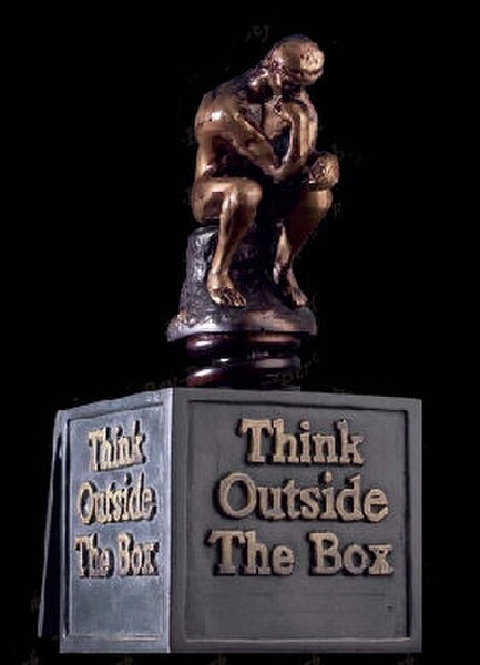 Think Outside The Box Statue Thinker Rodin Marketing